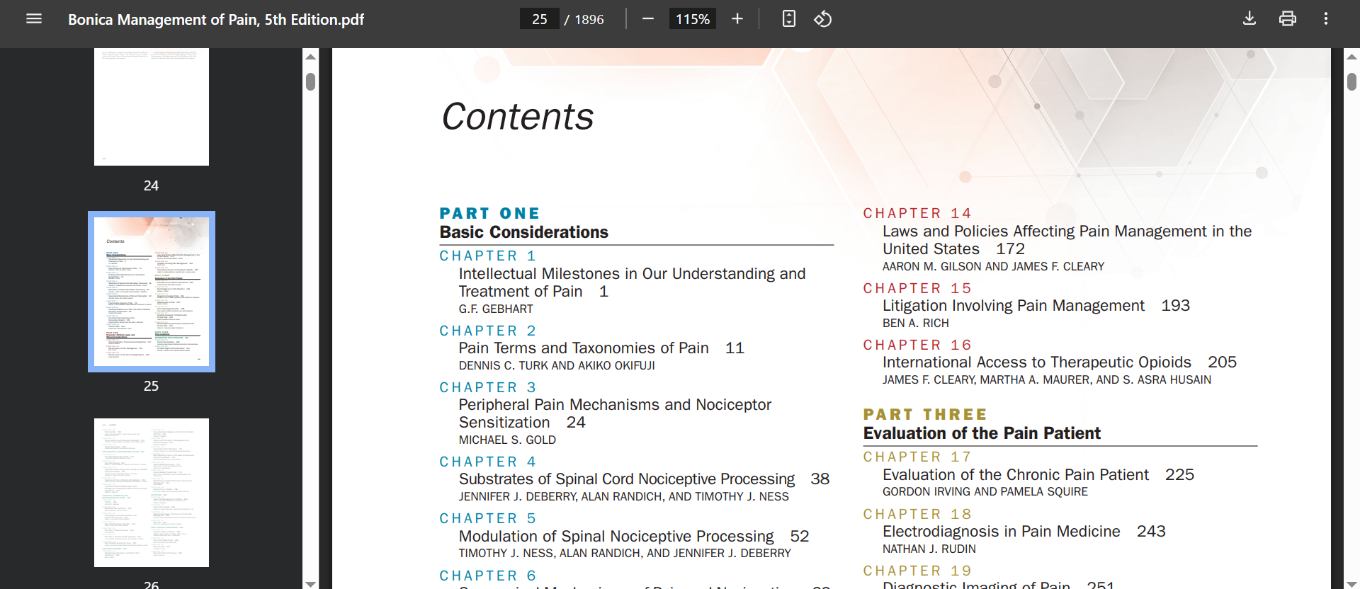 bonica pain management 5e contents